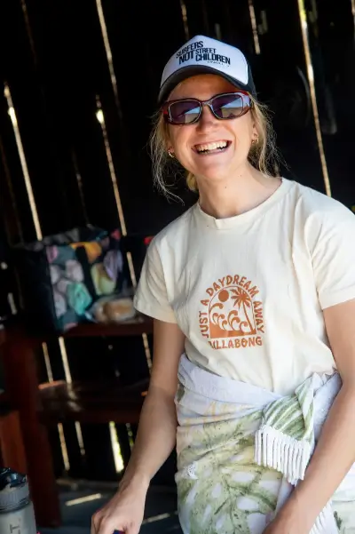 Happy trail runner inside the Bloukrans hut